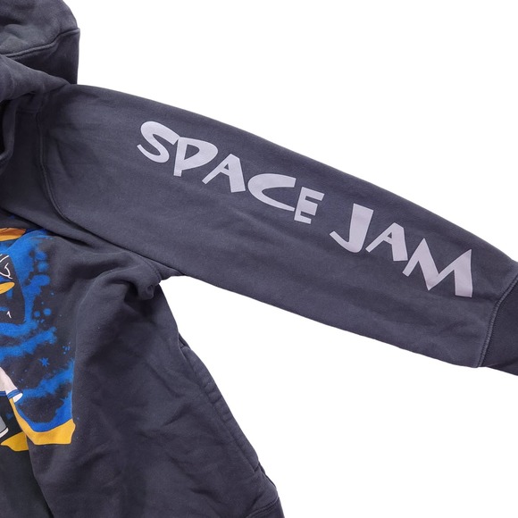 Vintage Tailgate Sweatshirt Mens Large Black Space Jam Hooded Looney Tunes - Picture 7 of 8